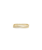 Diamond Line and Fluted Gold Band Ring in yellow gold with diamond row and fluting