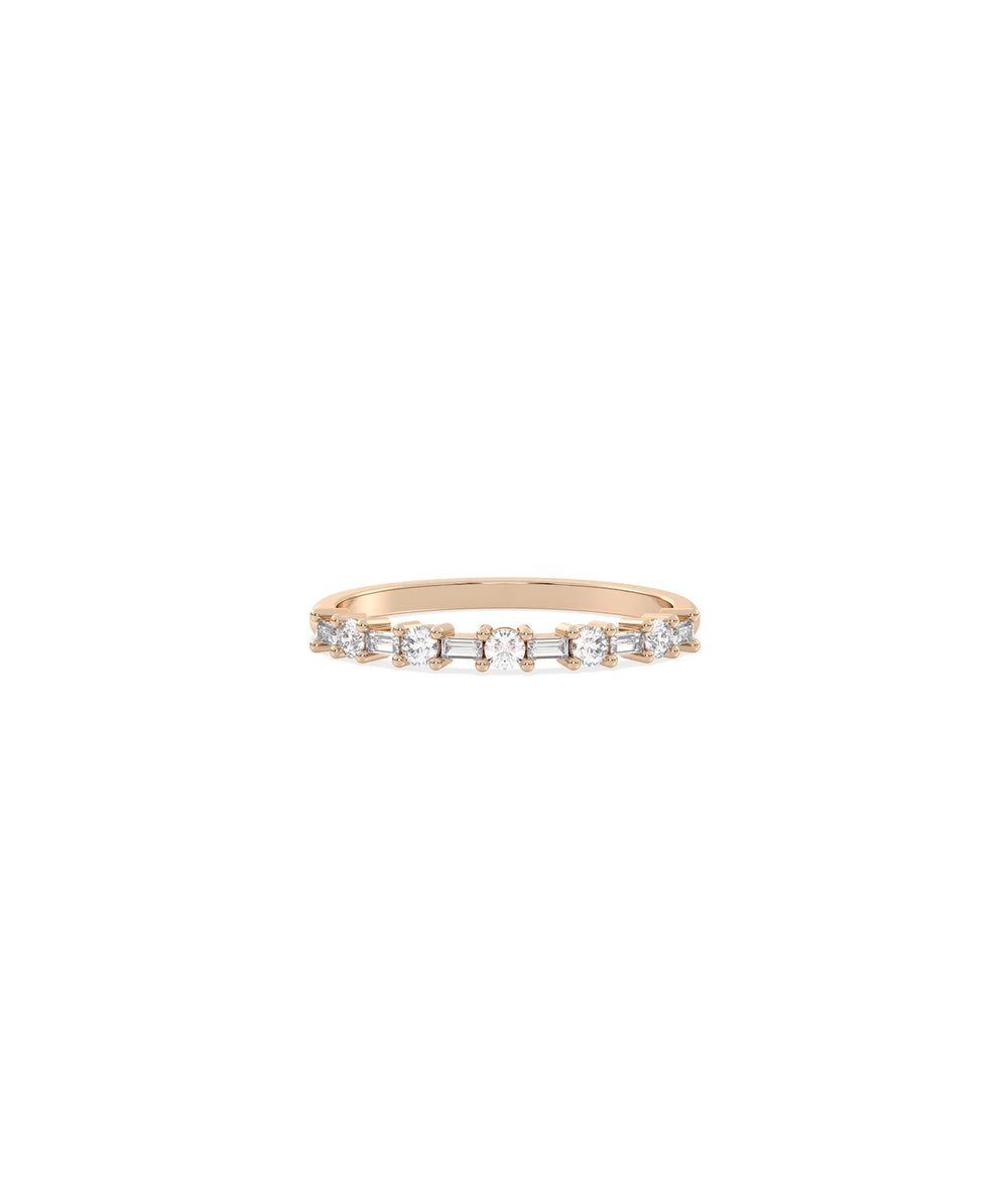 Round Baguette Diamond Band Ring - 79e | Everyday 14K Gold Jewelry