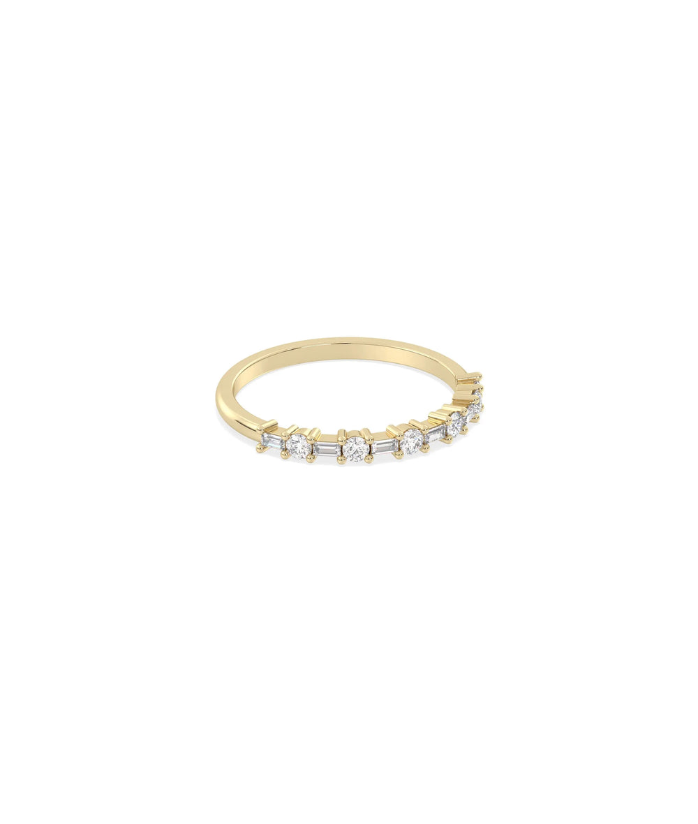 Round Baguette Diamond Band Ring - 79e | Everyday 14K Gold Jewelry