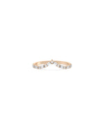 Rose gold Diamond Baguette and Round Chevron Band Ring with geometric V-shaped pattern