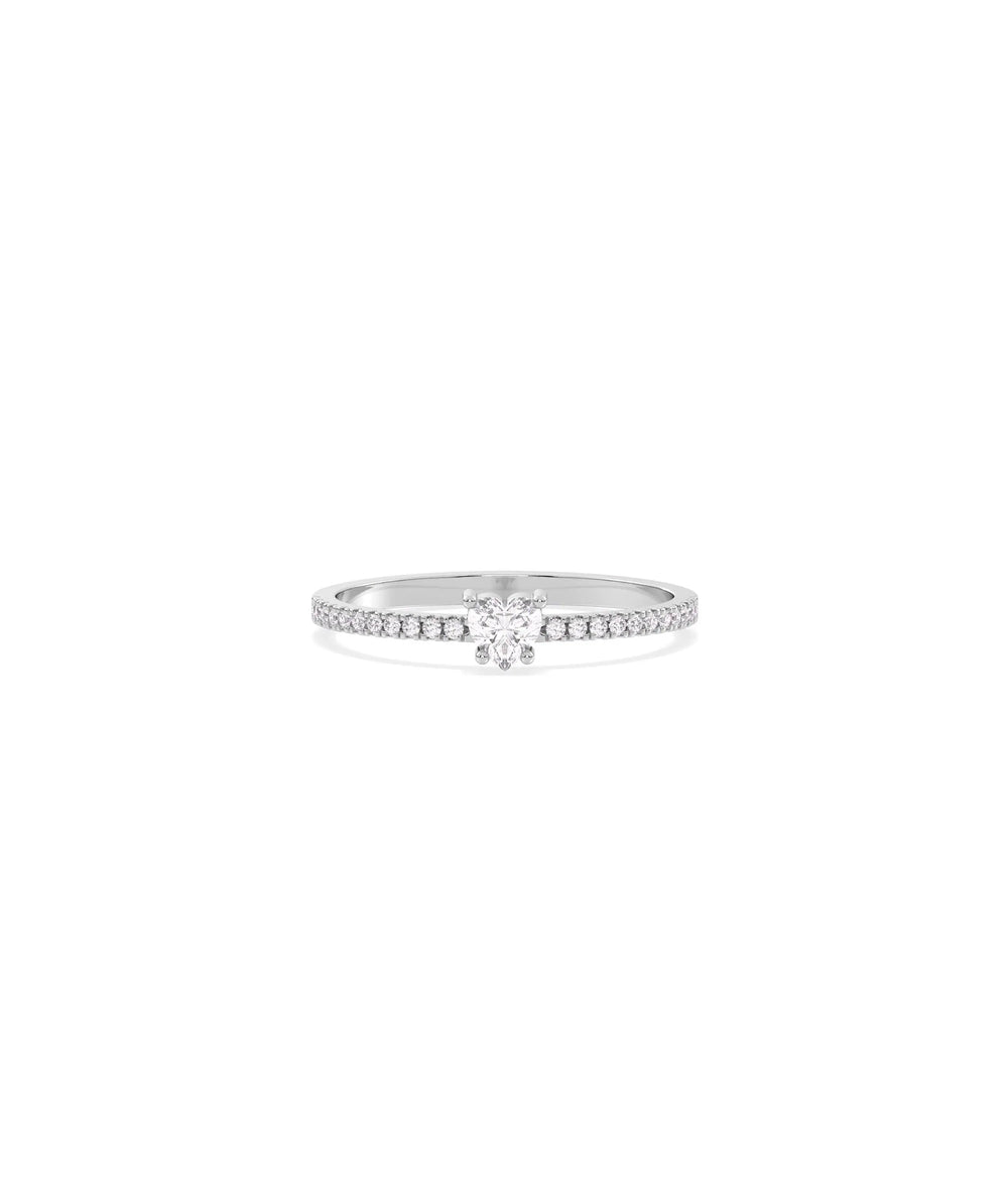 Solitaire Diamond Band Ring in white gold featuring classic solitaire with accent sparkle