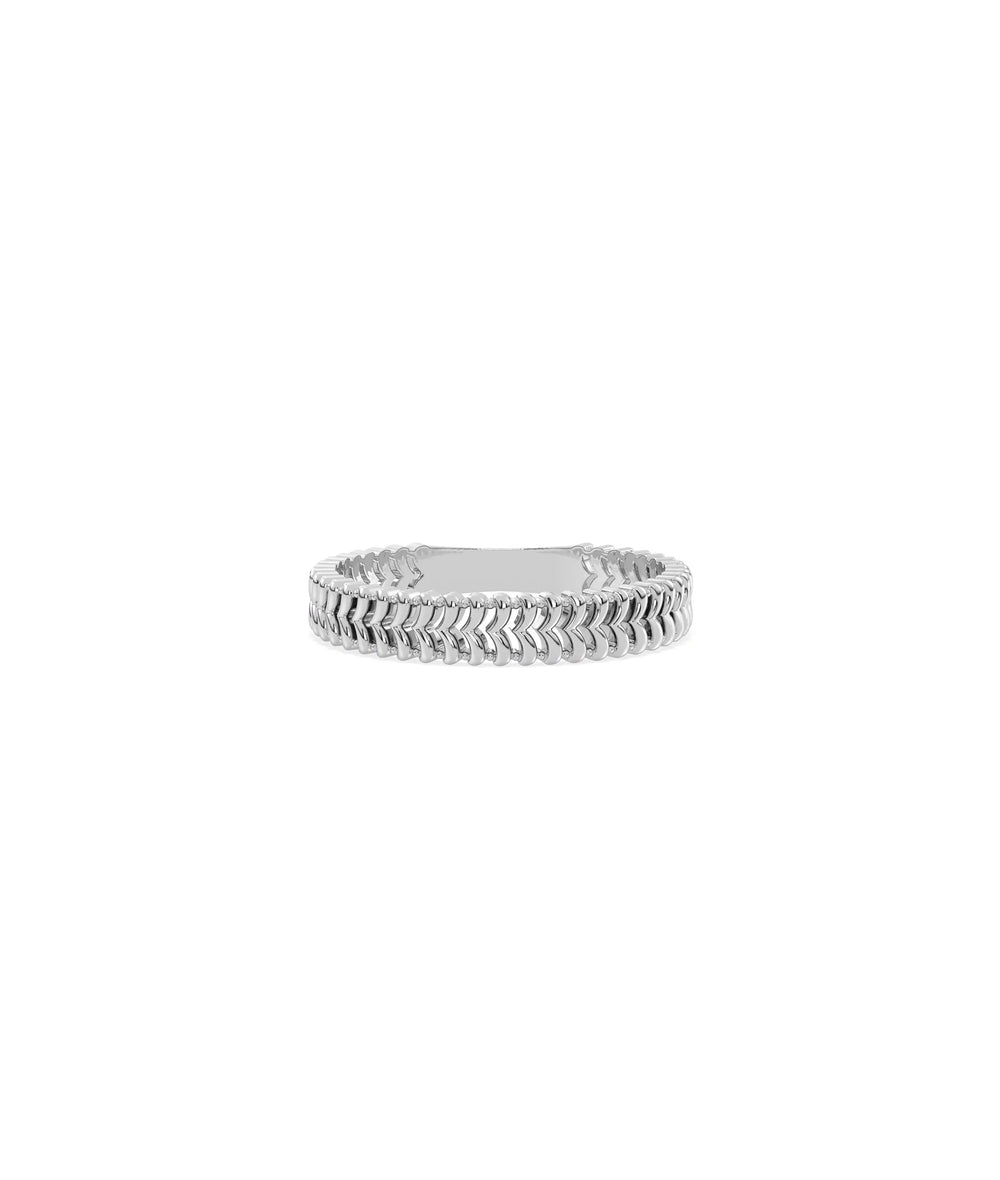 White gold Gold Chevron Band Ring featuring modern geometric chevron V-shape