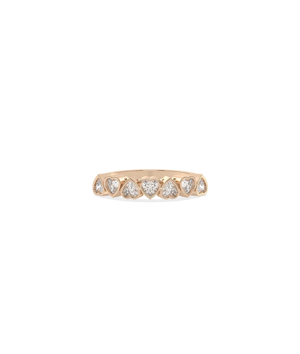 Rose gold Diamond Heart Shape Band Ring with five symbolic heart diamonds