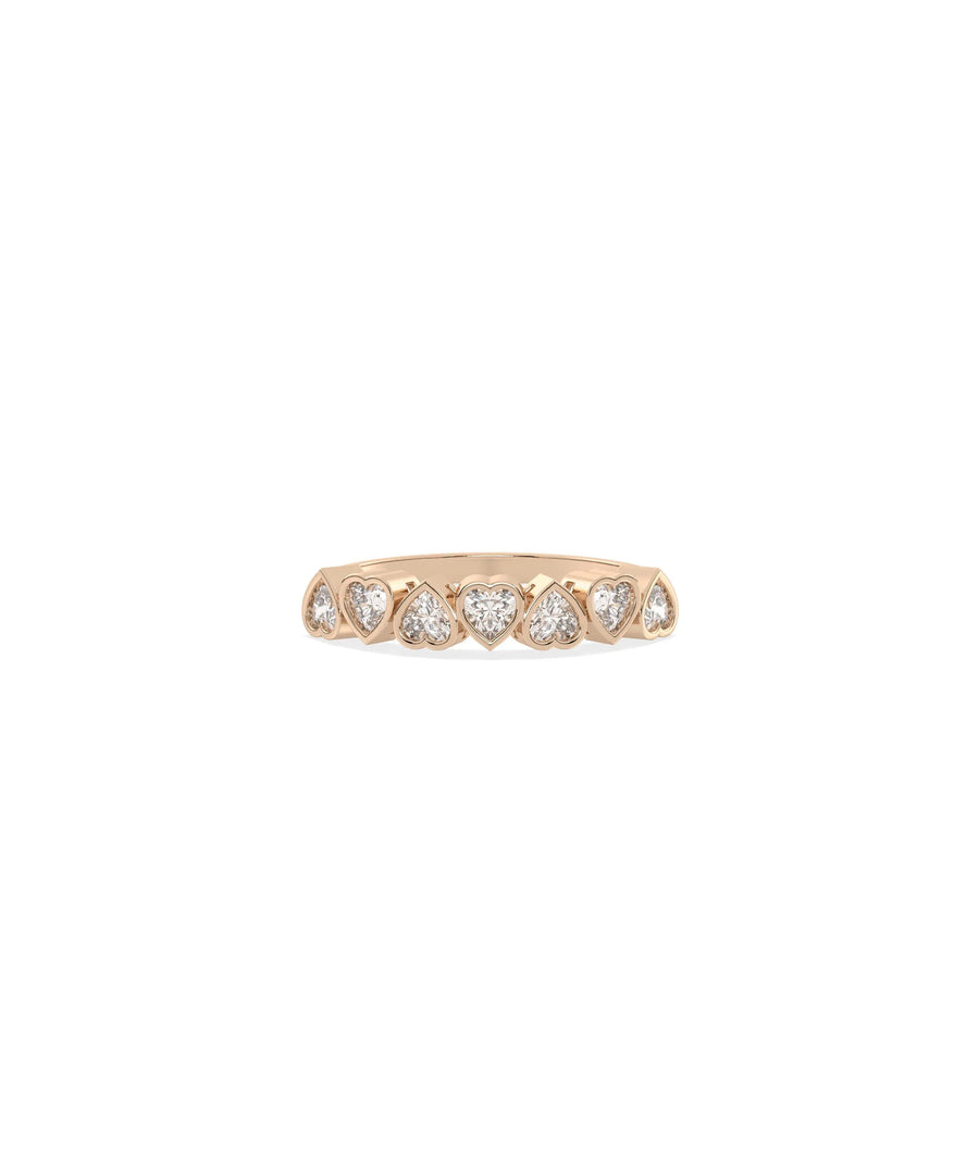 Rose gold Diamond Heart Shape Band Ring with five symbolic heart diamonds