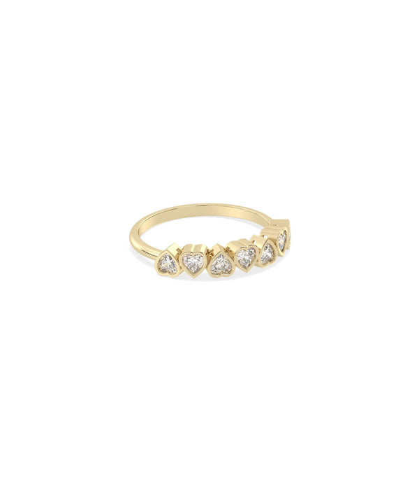 Side view of Diamond Heart Shape Band Ring showing 3mm heart diamonds arrangement alternate view