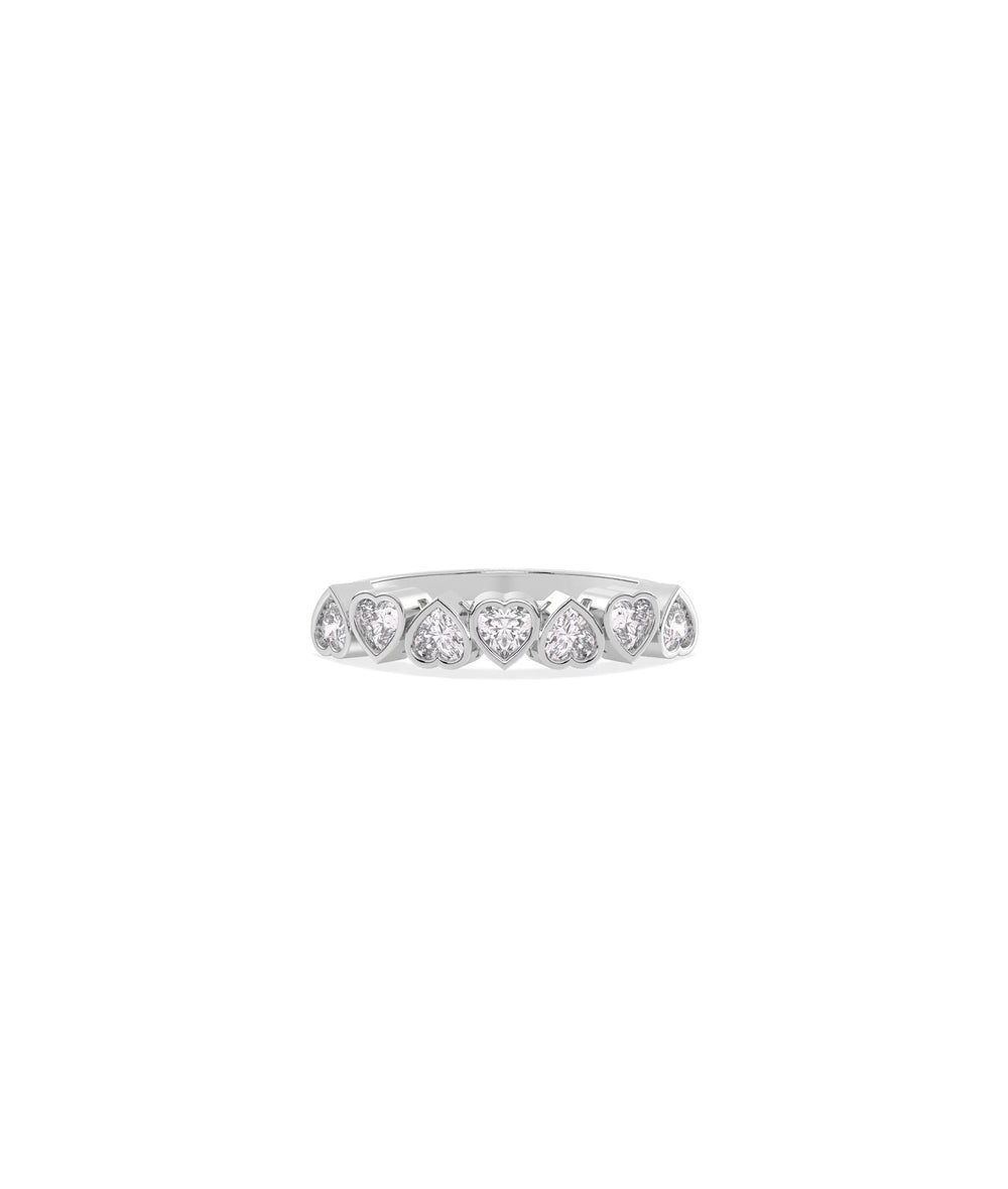 Diamond Heart Shape Band Ring in white gold featuring romantic heart-shaped sparkle