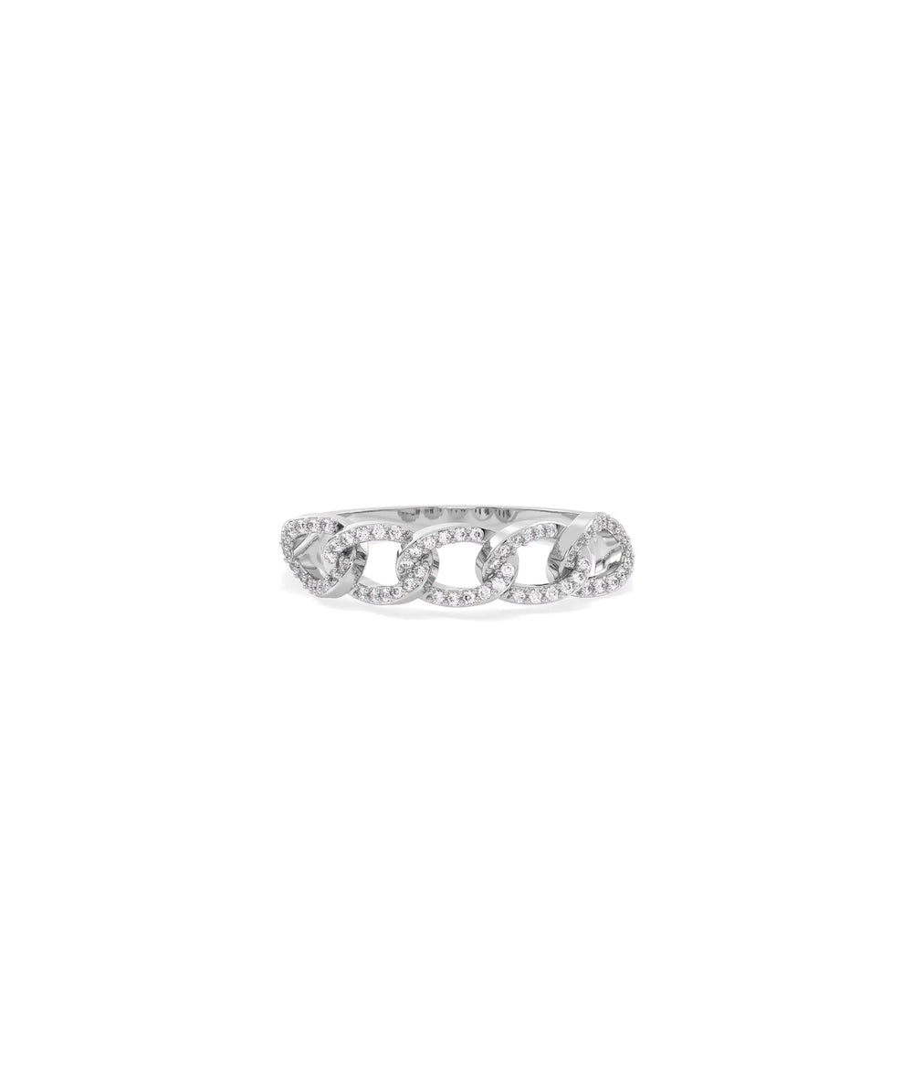 Diamond Curb Link Band Ring in white gold featuring classic curb link design