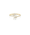 Diamond Flower Bypass Ring in yellow gold with diamond-adorned floral design