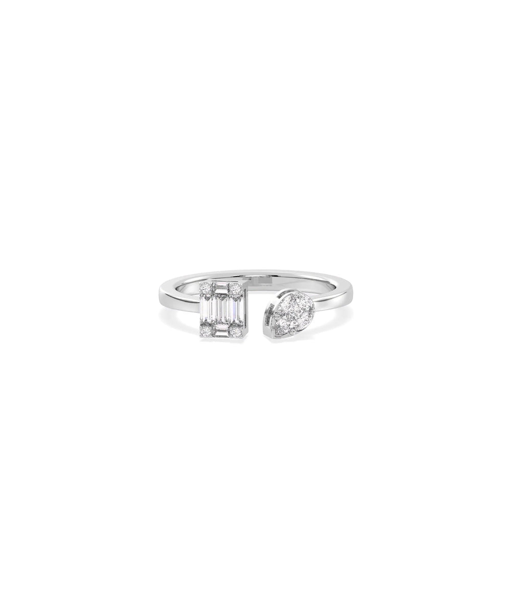 Diamond Split Illusion Set Ring in white gold featuring dimensional split band architecture