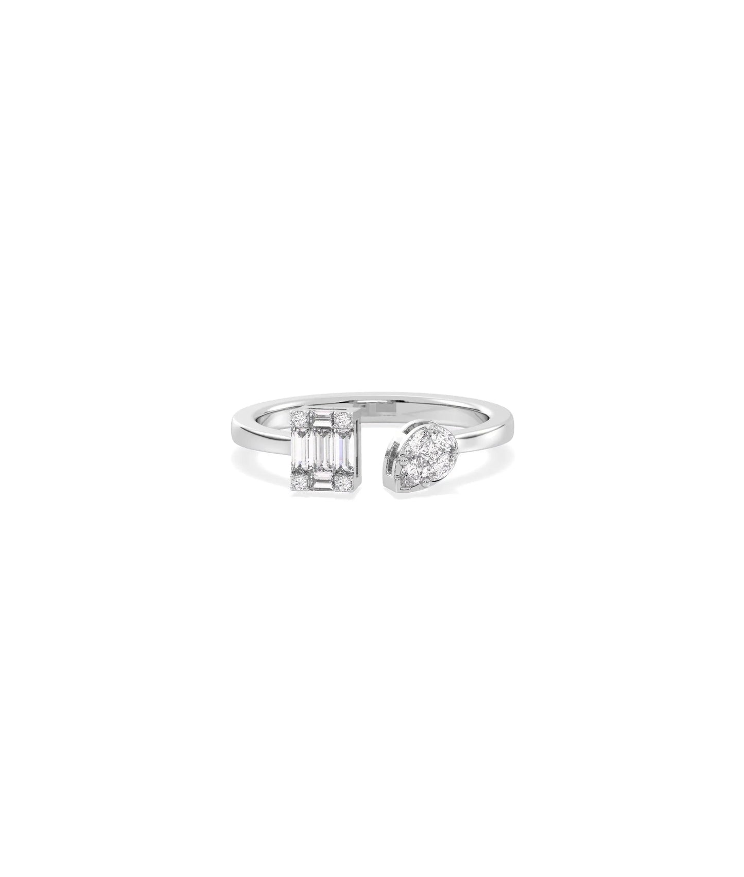 Diamond Split Illusion Set Ring in white gold featuring dimensional split band architecture