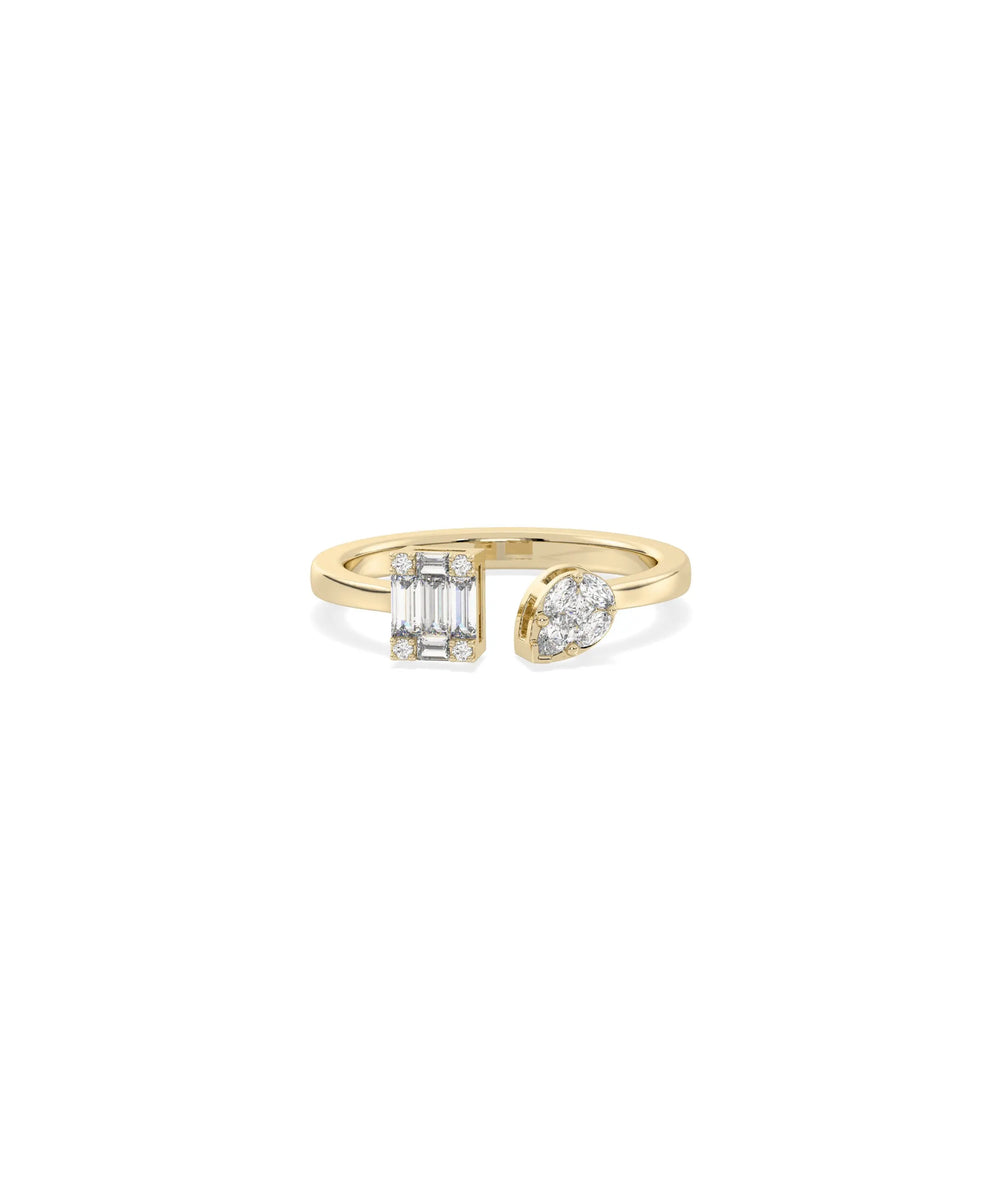 Diamond Split Illusion Set Ring in yellow gold with split band and illusion diamonds