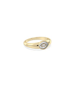 Side view of Diamond Evil Eye Band Ring showing 7.2mm eye length and detail