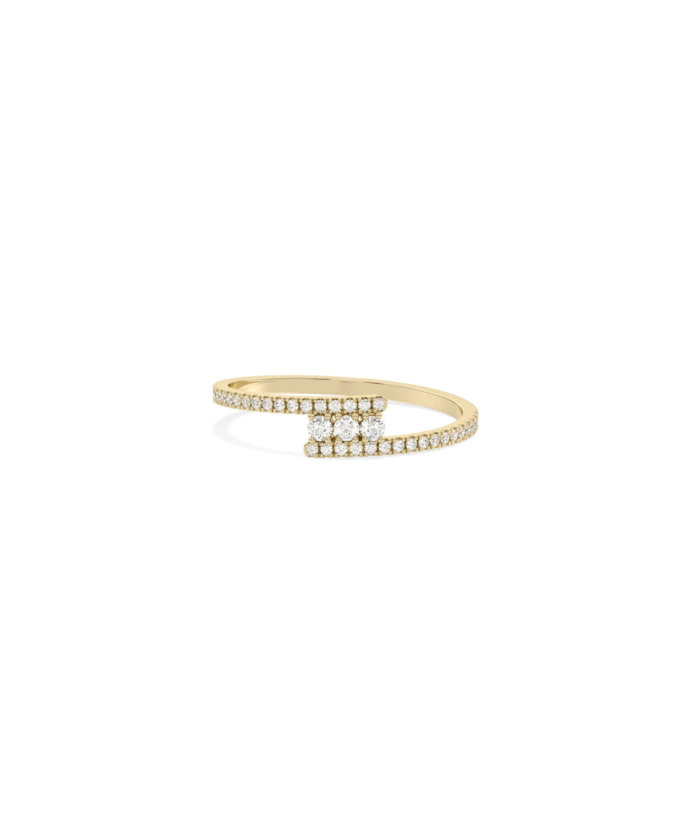 Diamond Bypass Cluster Ring in yellow gold with cluster at bypass crossing