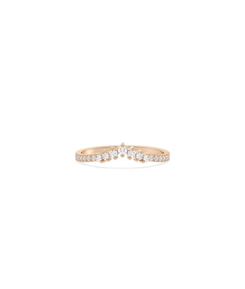 Rose gold Diamond Chevron Band Ring with angular chevron diamond arrangement