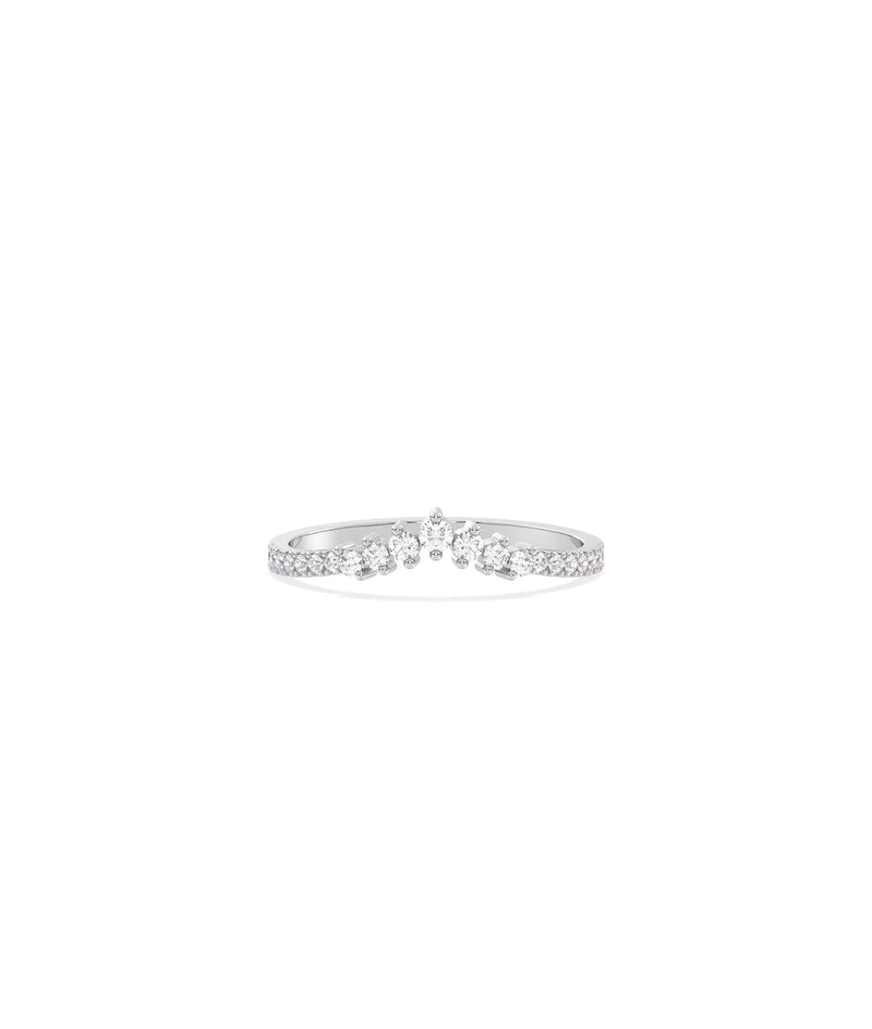 Diamond Chevron Band Ring in white gold featuring geometric V-shaped design