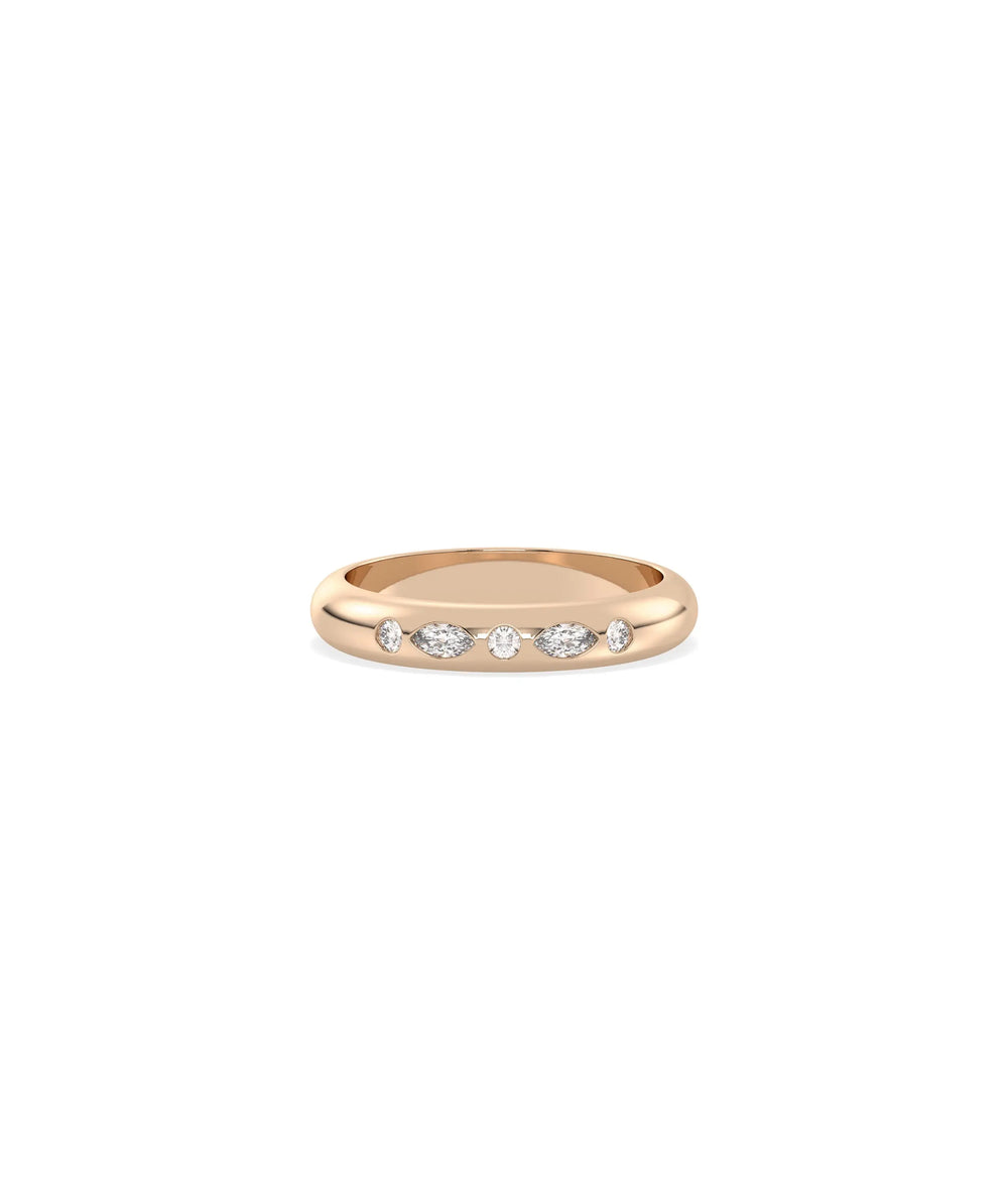 Rose gold Multi Shape Bezel Band Ring with contemporary bezel-set geometric diamonds