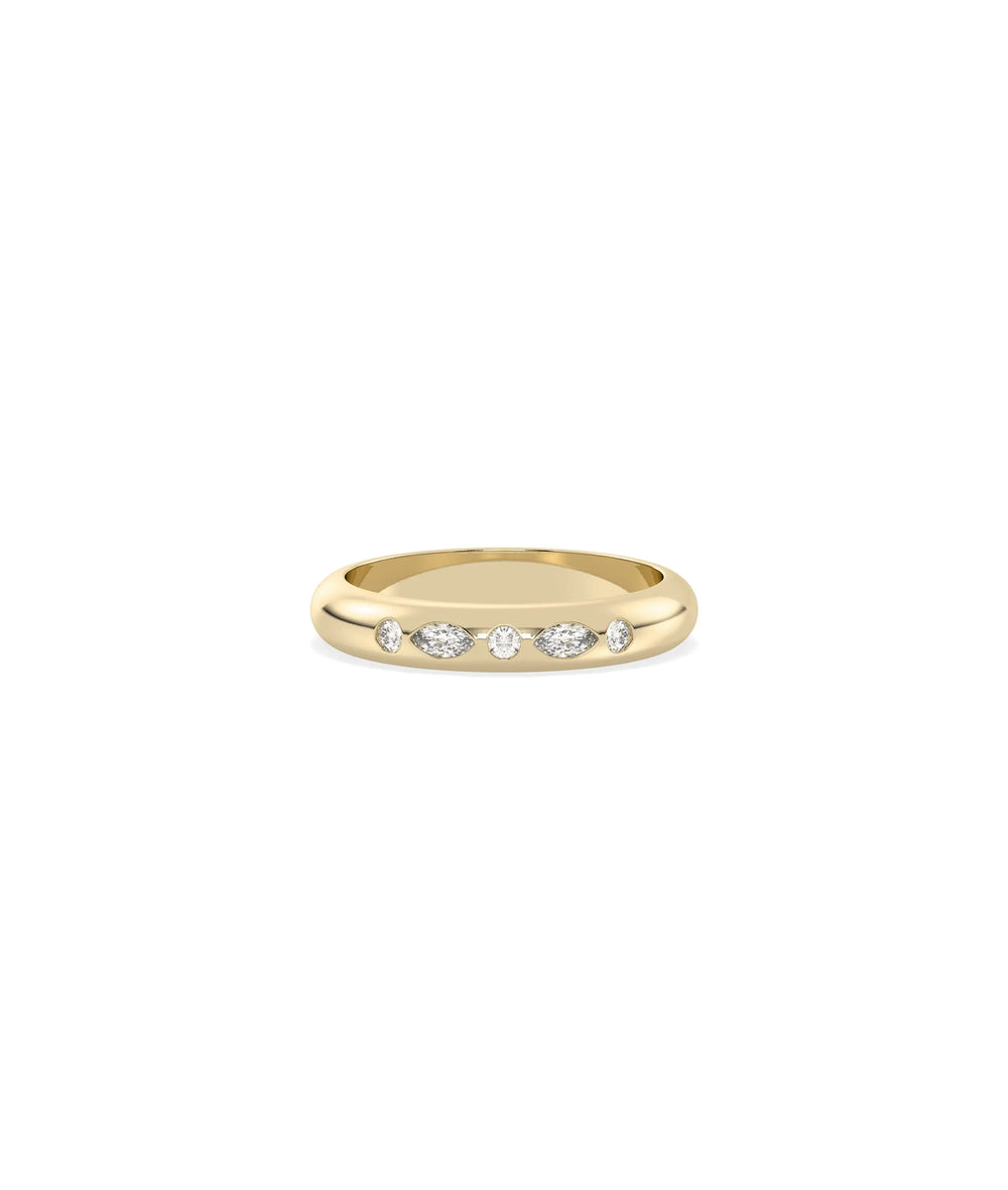 Multi Shape Bezel Band Ring in yellow gold with varied bezel-set diamonds