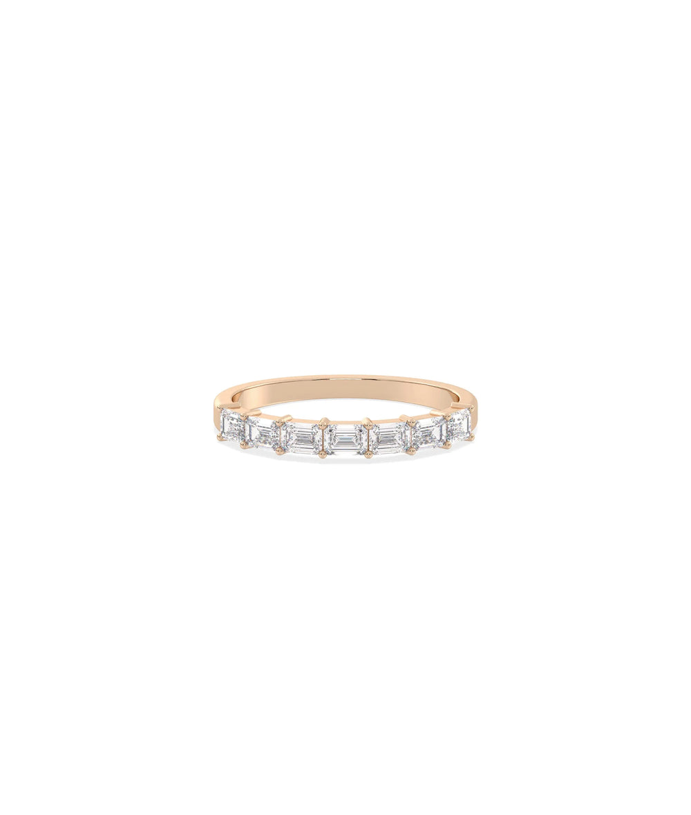 Rose gold Emerald Cut Diamond Band Ring with sophisticated emerald cut sparkle