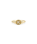 Custom Diamond Initial Fluted Circle Signet Ring