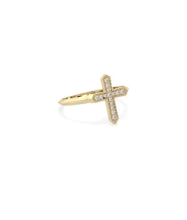 Side view of Diamond Cross Ring showing 1.7mm band and 15x12mm cross detail alternate view