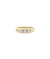 3 Stone Dome Ring in yellow gold with center and side diamonds on dome