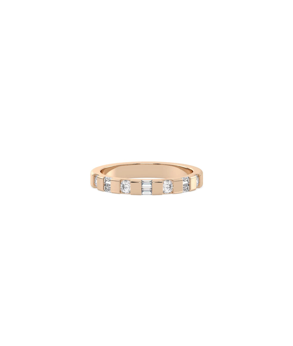 Round Baguette Diamond Wide Band Ring - 79e | Everyday 14K Gold Jewelry