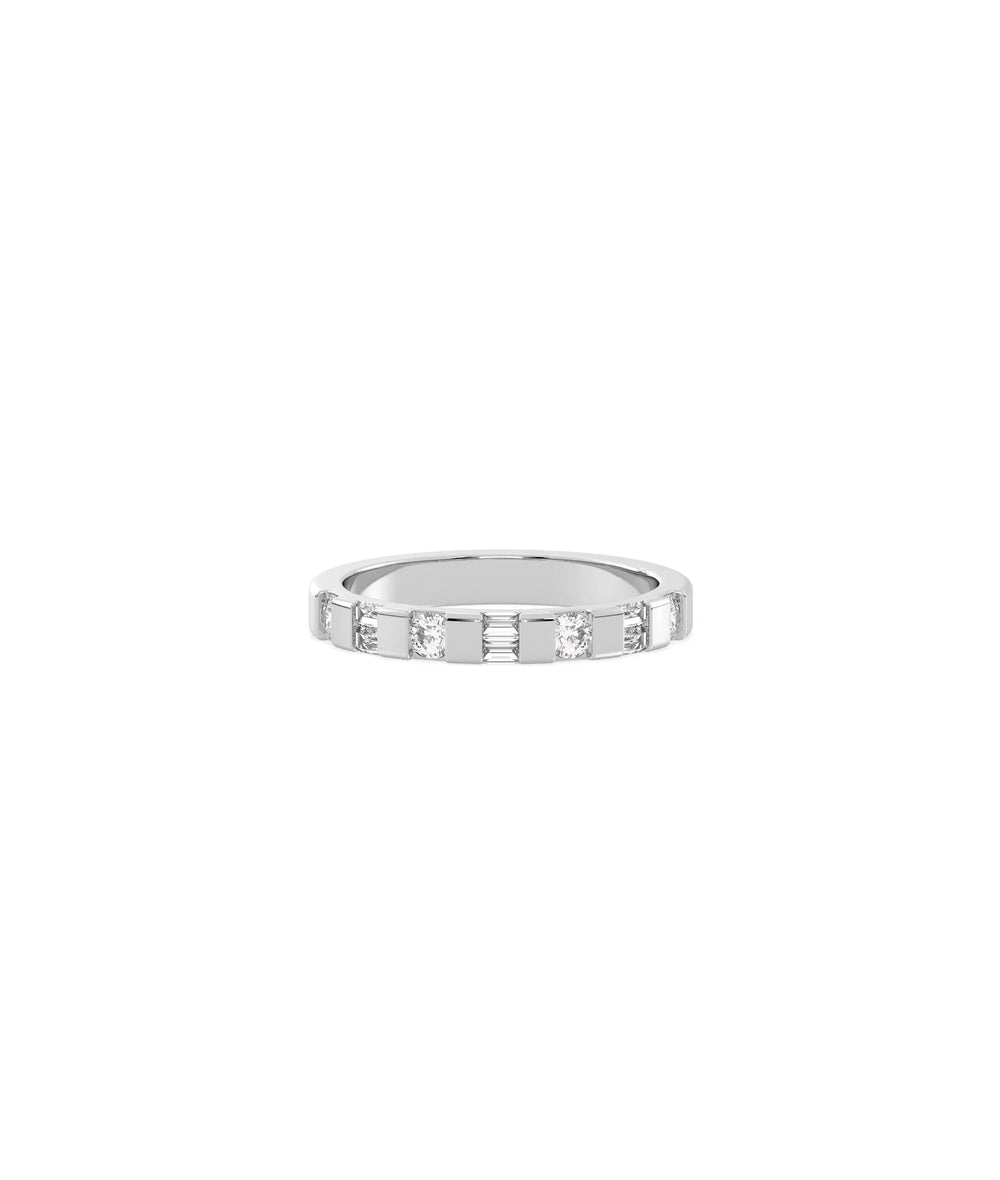 Round Baguette Diamond Wide Band Ring - 79e | Everyday 14K Gold Jewelry