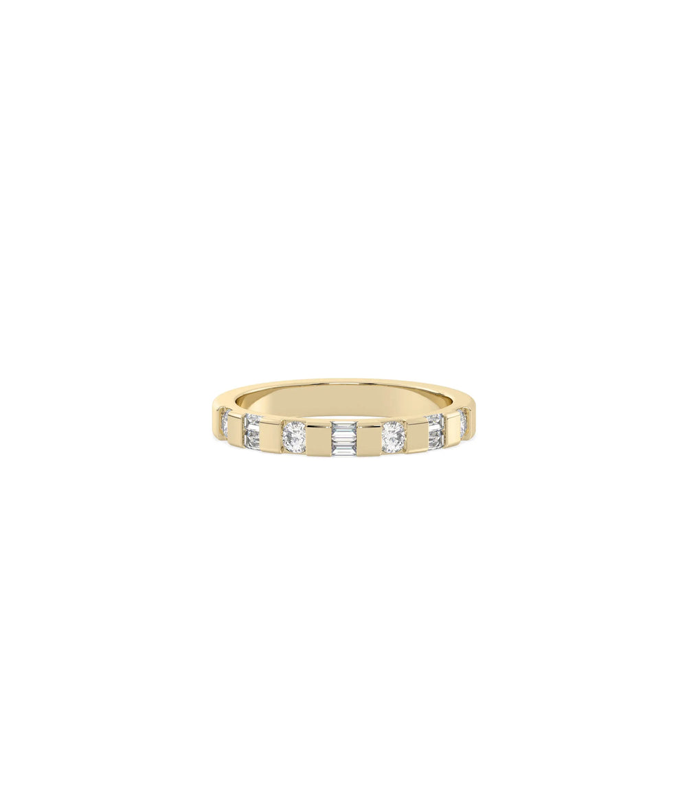 Round Baguette Diamond Wide Band Ring - 79e | Everyday 14K Gold Jewelry