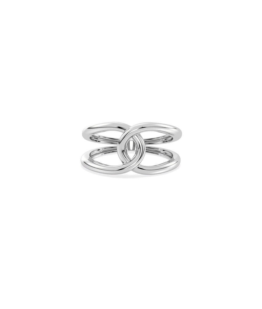 Gold Twist Band Ring white gold with modern elegant intertwining detail
