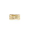 Gold Criss Cross Ring in yellow gold with interwoven criss cross X-pattern bands