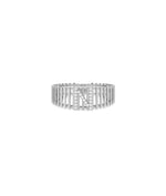 Custom Diamond Initial Band Ring in white gold featuring wide band with diamond initial