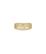 Custom Diamond Initial Band Ring in yellow gold with personalized diamond initial