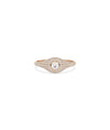Rose gold Diamond Solitaire and Pave Dome Ring featuring dimensional dome sparkle
