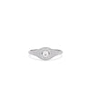 Diamond Solitaire and Pave Dome Ring in white gold with abundant pavé and center diamond