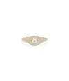 Diamond Solitaire and Pave Dome Ring in yellow gold with dramatic dome and solitaire