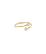 Side view of Beaded Gold and Diamond Bypass Cluster Ring showing 1.7mm width detail