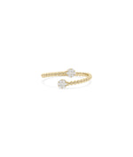 Beaded Gold and Diamond Bypass Cluster Ring in yellow gold with cluster and beading