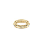 Side view of Multi Shape Diamond Eternity Band Ring showing 5mm width and beaded edge detail