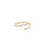 Side view of Beaded Gold and Diamond Bypass Ring showing 2mm width and bypass detail
