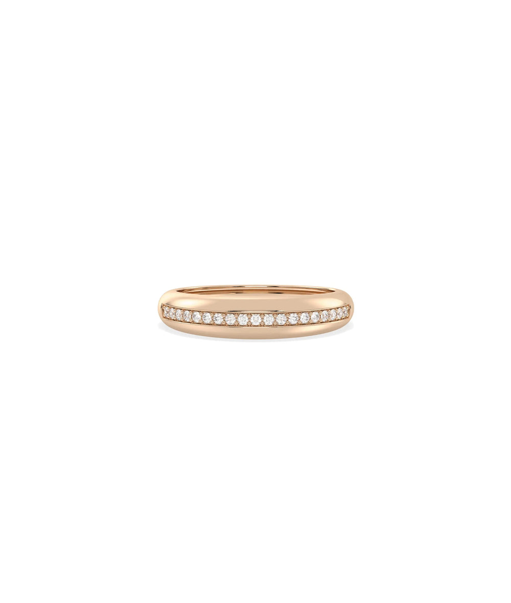 Rose gold Diamond Single Line Dome Ring with dimensional dome and linear sparkle