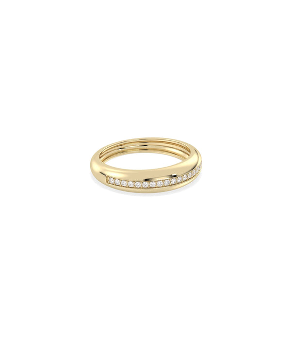 Side view of Diamond Single Line Dome Ring showing 5mm width and dome profile alternate view