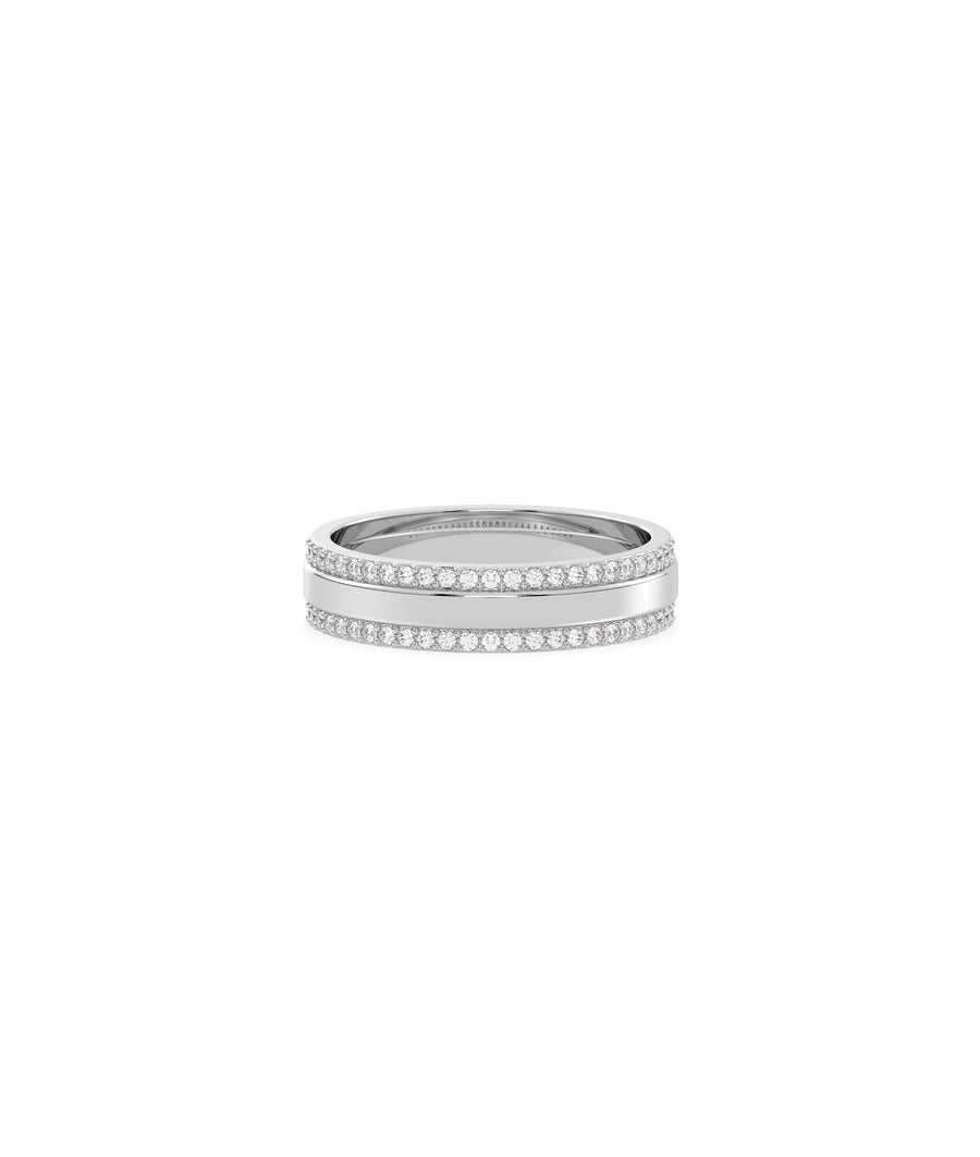 2 Line Diamond Eternity Band Ring in white gold with complete circle sparkle