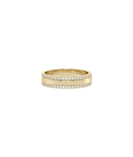 2 Line Diamond Eternity Band Ring in yellow gold with dual diamond rows