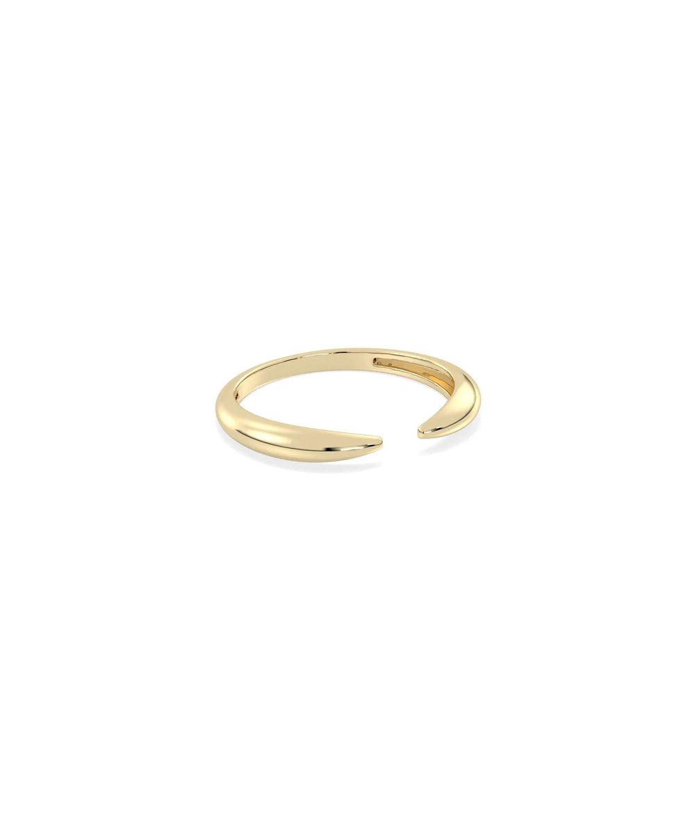 Split ring side view displaying 3mm width and flowing contemporary silhouette