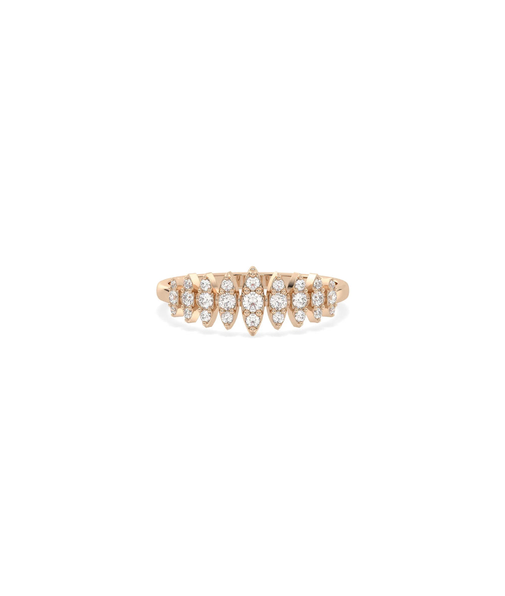 Rose gold Graduating Diamond Band Ring with dimensional tapered diamond design