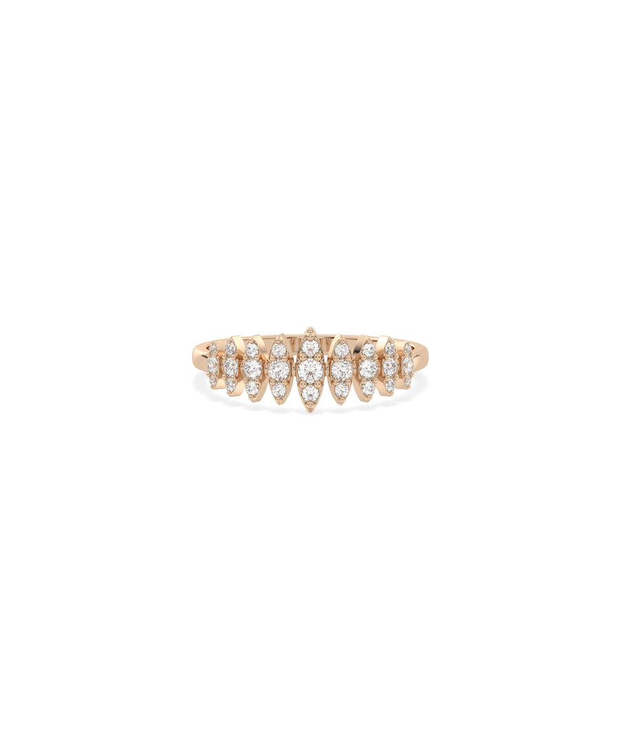 Rose gold Graduating Diamond Band Ring with dimensional tapered diamond design