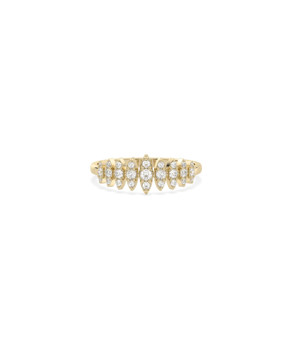 Graduating Diamond Band Ring in yellow gold with progressive diamond sizing