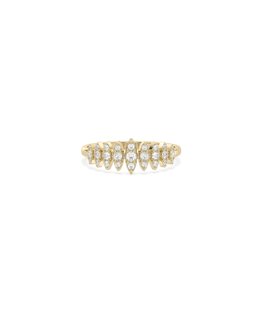 Graduating Diamond Band Ring in yellow gold with progressive diamond sizing