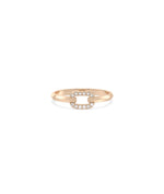 Rose gold Diamond Link Band Ring with contemporary link pattern and sparkle