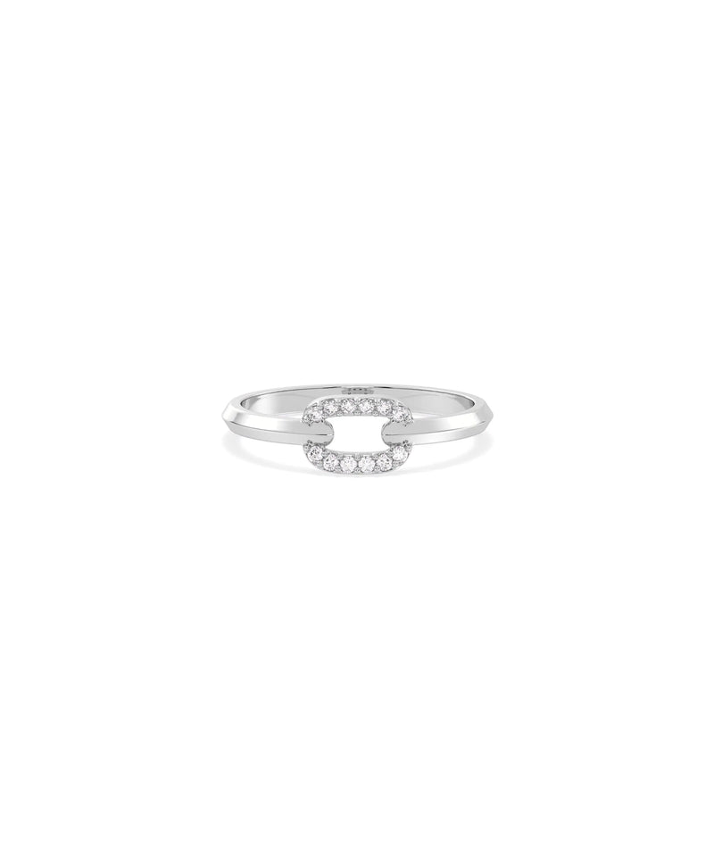 Diamond Link Band Ring in white gold featuring architectural chain design